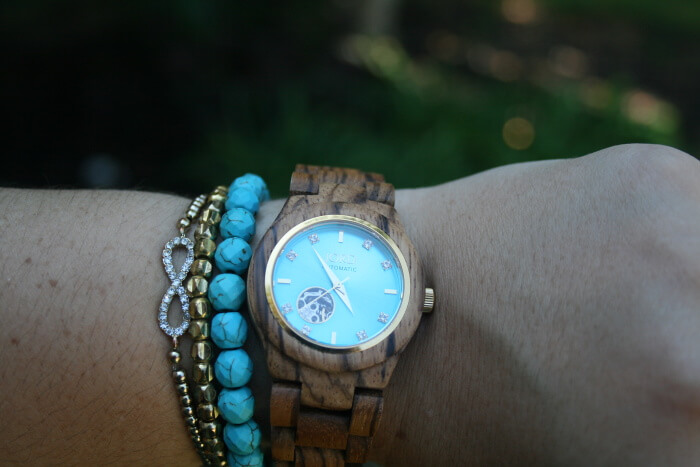 JORD Cora Zebrawood and Turquoise Watch