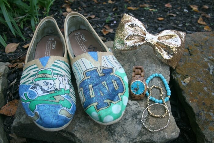 Toms painted for Notre Dame