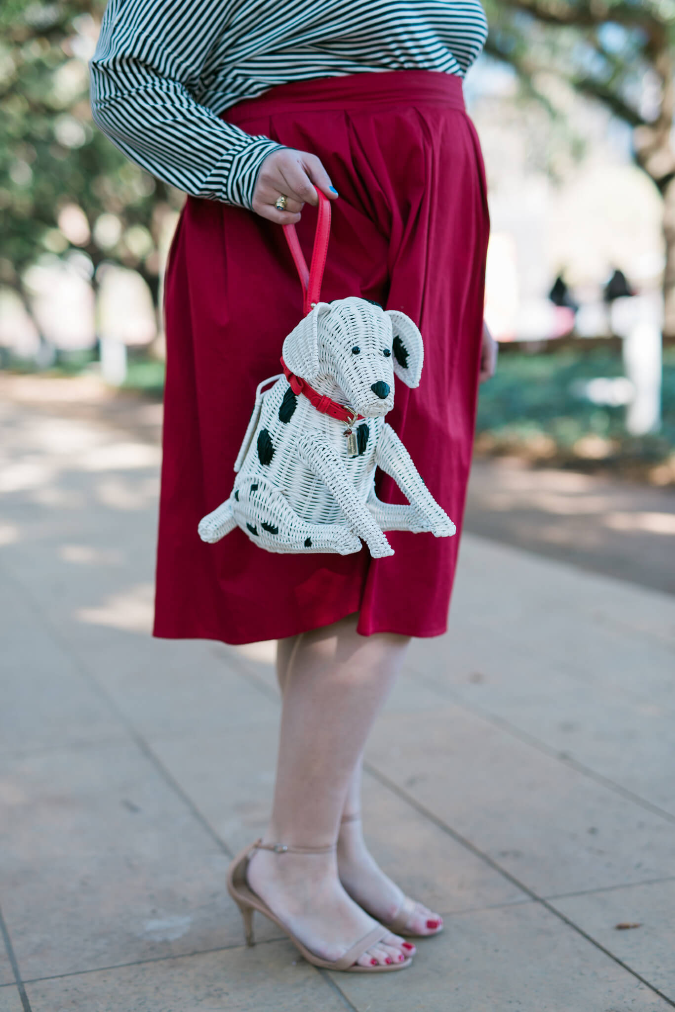 Puppy Love - Something Gold, Something Blue fashion blog - Kate Spade Puppy Purse dalmation wicker purse is the perfect accessory