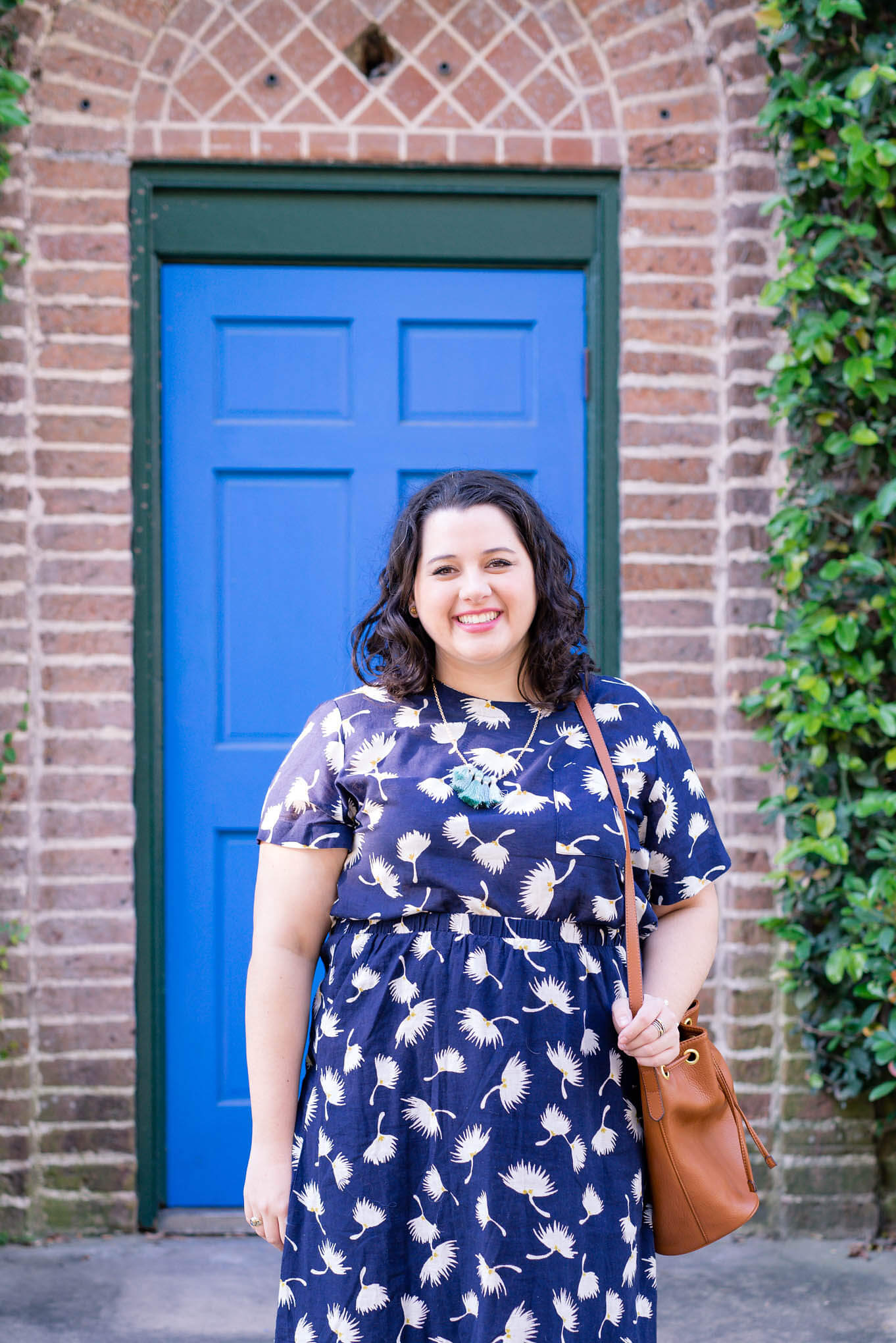 Matchy, Matchy - Something Gold, Something Blue curvy fashion blog - Linen navy floral top and matching skirt is perfect for the summer