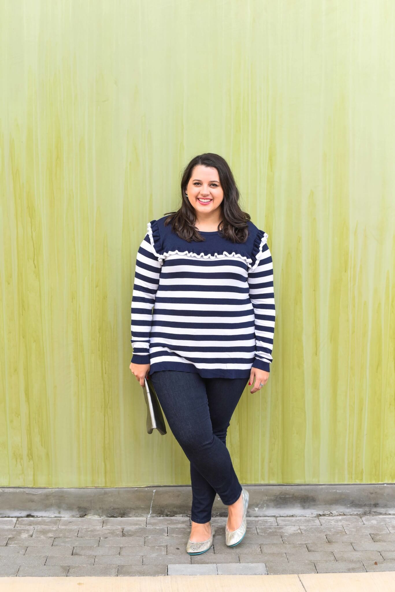 What to wear during the spring transition - It feels like Houston's winter weather is always like the ups and downs that Spring can bring. This lightweight striped sweater makes for the perfect item to complete your spring outfit. 