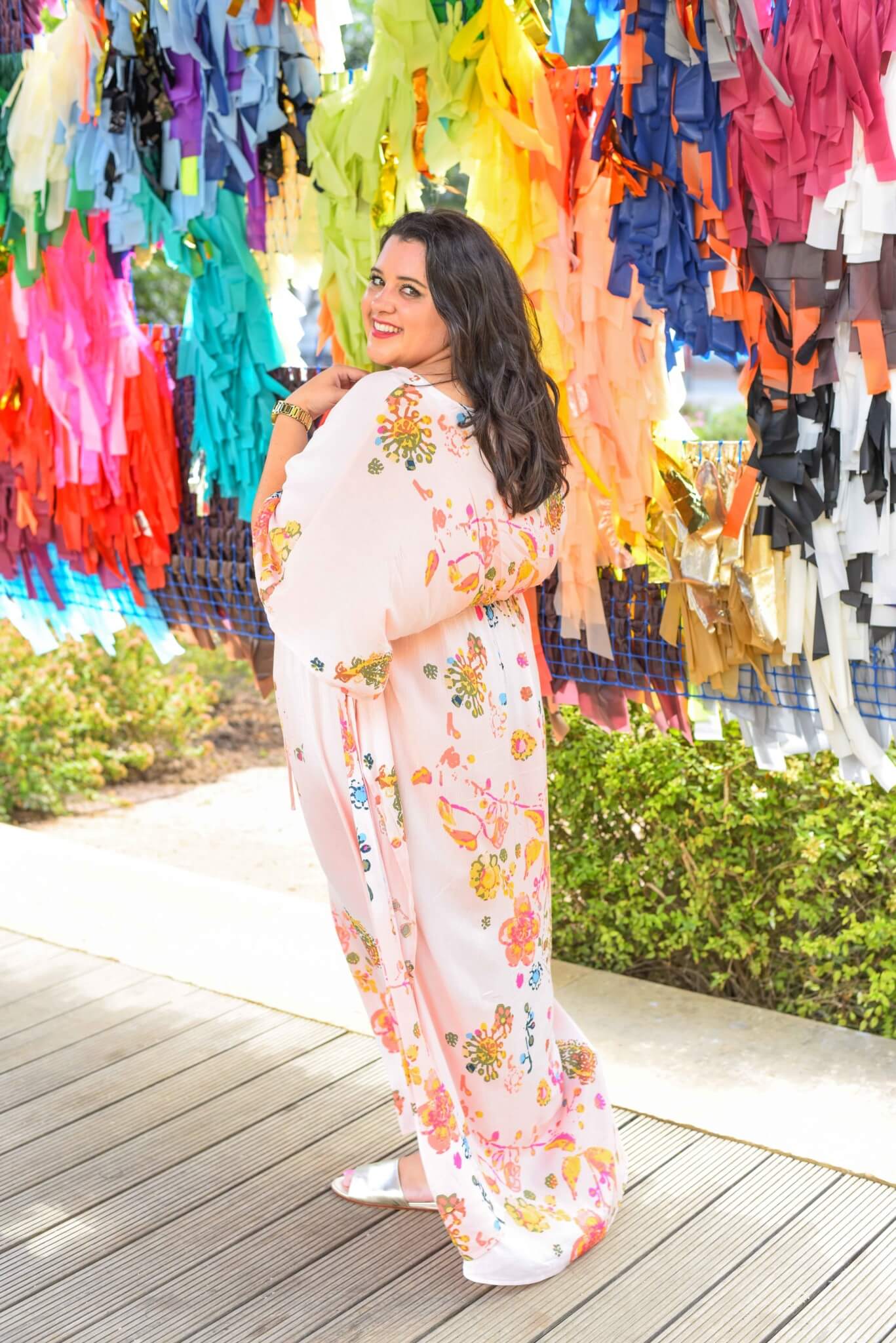 A fun, flirty maxi dress is perfect for a day time date (or day spent with friends) exploring new art installations. This plus size maxi dress from Melissa McCarthy Seven7 can be worn casually or glammed up for an evening out. #plussizefashion #bohemianfashion #curvystyle - Gwynnie Bee outfit by popular Houston fashion blogger Something Gold, Something Blue