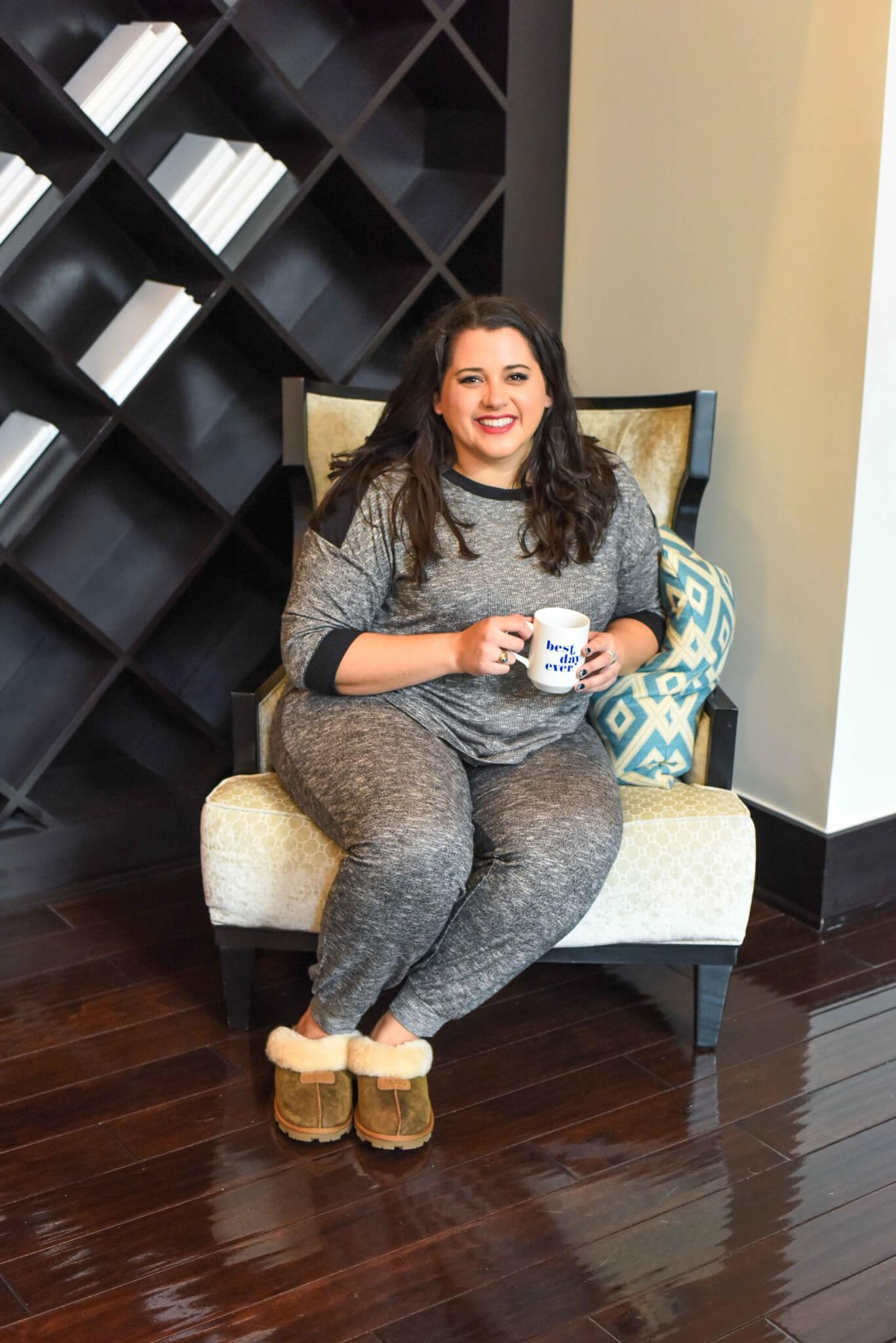 Enjoying a cup of coffee is one of the best ways to unwind on the weekend. Doing so in a great pair of PJs is the icing on the cake. I'm sharing why I love shopping at Kohl's for plus size pajamas. #plussize - Getting a Better Night's Sleep with Kohl's Plus Size Pajamas by popular Houston fashion blogger Something Gold, Something Blue