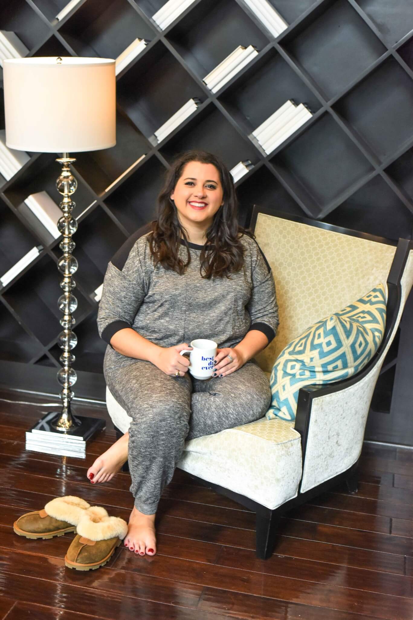 I'm starting to feel like my raggedy t-shirts and oversized pants don't meet my current lifestyle. As I get older, I find myself wanting coordinated sets that won't break my budget. These grey pajamas from Kohl's are the perfect start to my collection. #plussizesleepwear #holidaystyle - Getting a Better Night's Sleep with Kohl's Plus Size Pajamas by popular Houston fashion blogger Something Gold, Something Blue