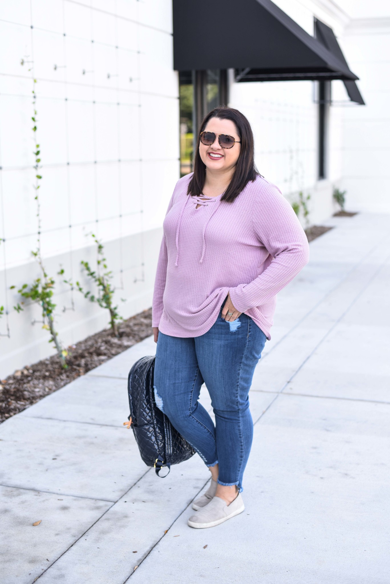 Lace Up Waffle Knit Tee on sale during Lane Bryant's Cyber Week Sale