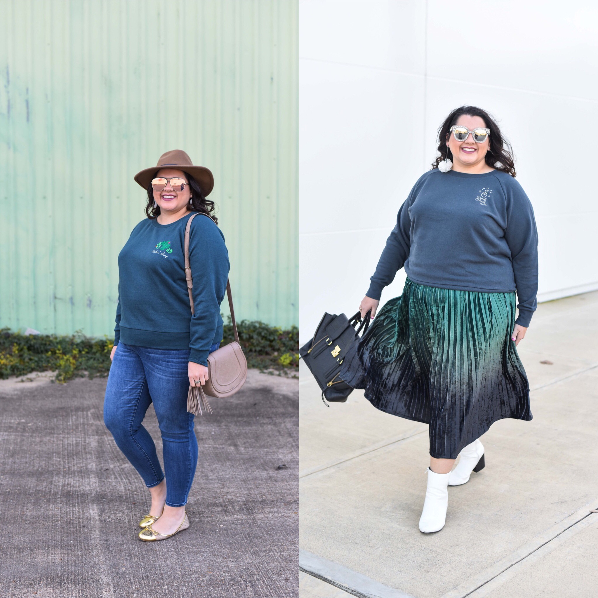 Talking about the biggest lesson I learned from Marie Kondo and how I'm trying to be more creative in styling items for more than one occasion - starting with the Ori embroidered sweatshirt. #plussizestyle 