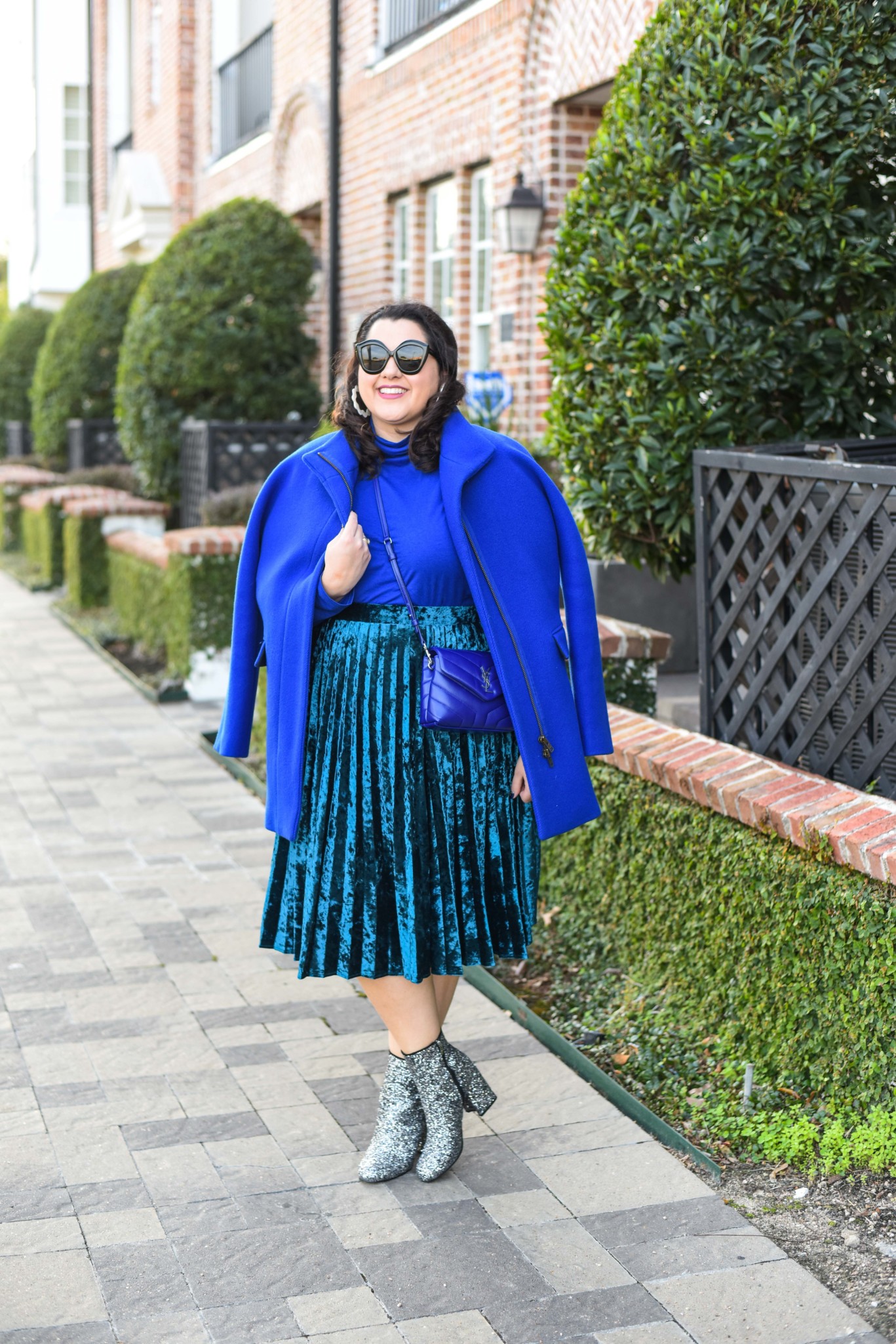 Blue monochromatic winter outfit