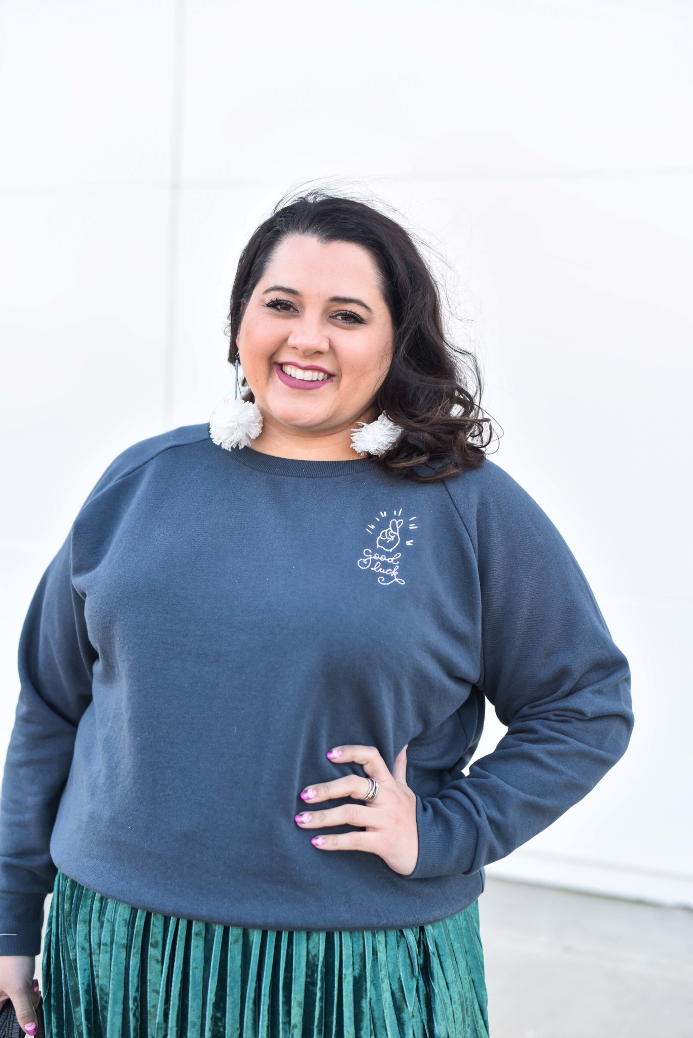 Loving the new plus size embroidered sweatshirt from Ori. #plussizestyle