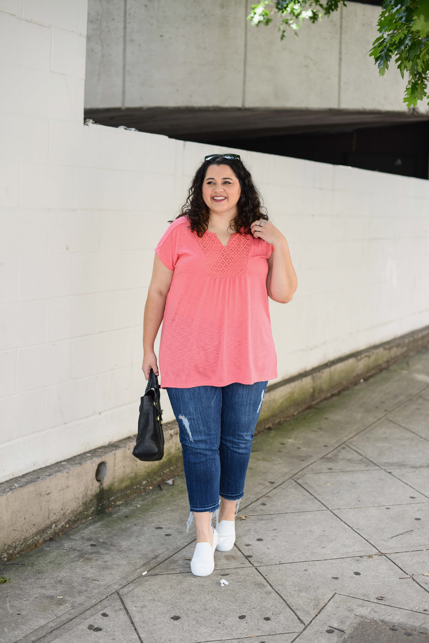 Pink plus size v-neck top from Just My Size is the perfect addition to any summer wardrobe. 