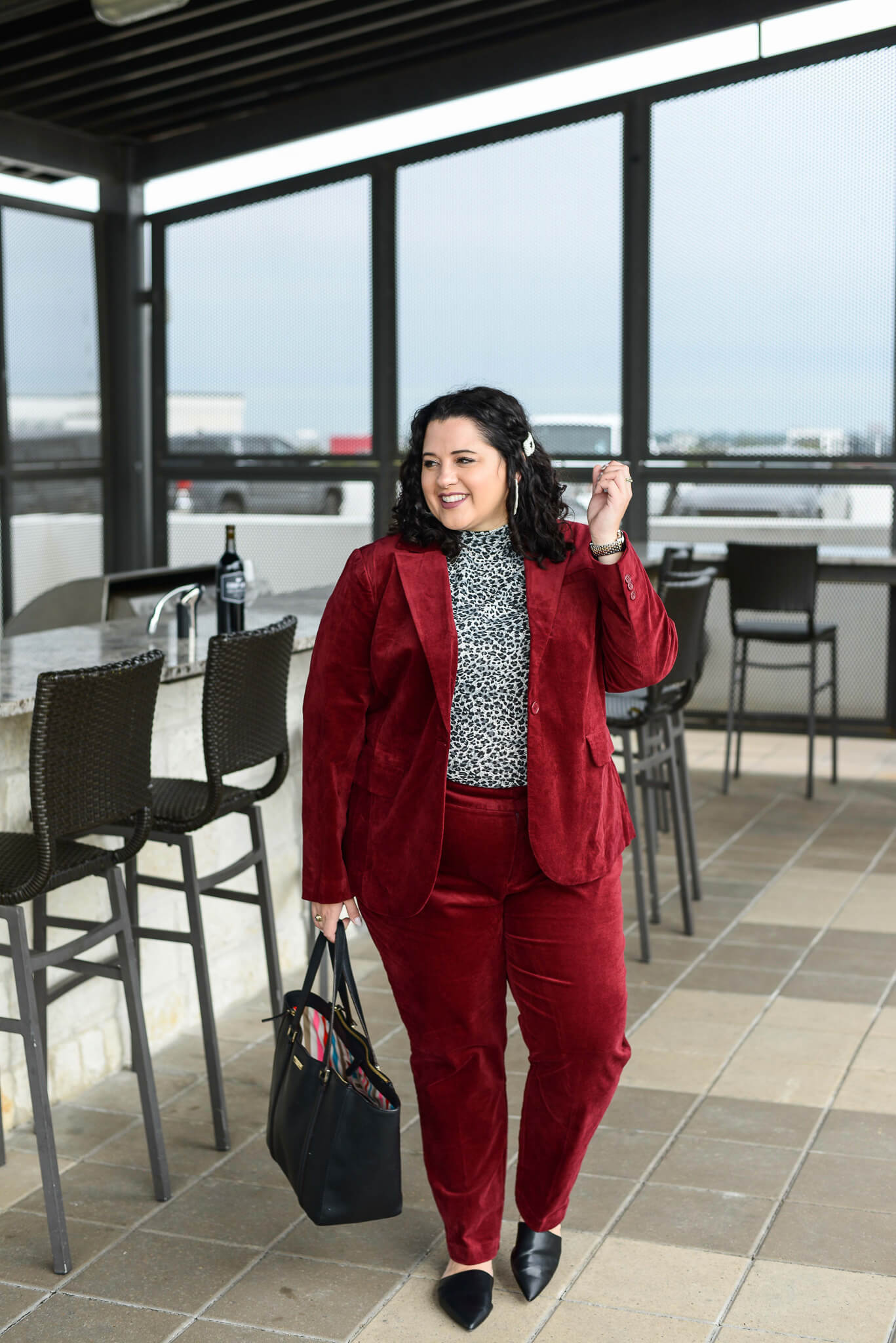Going from work to happy hour has never been easier than with Eloquii's velvet Kady Pants and blazer. 