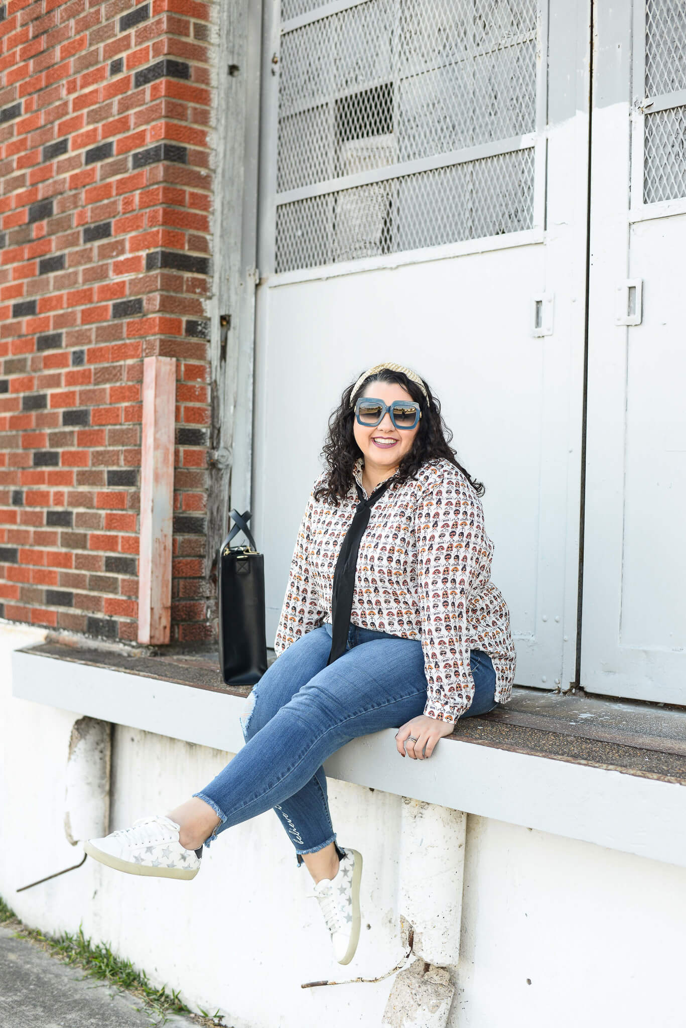 This week, I challenged myself to shop my closet for plus size finds that I already had to make two different outfits from this printed blouse