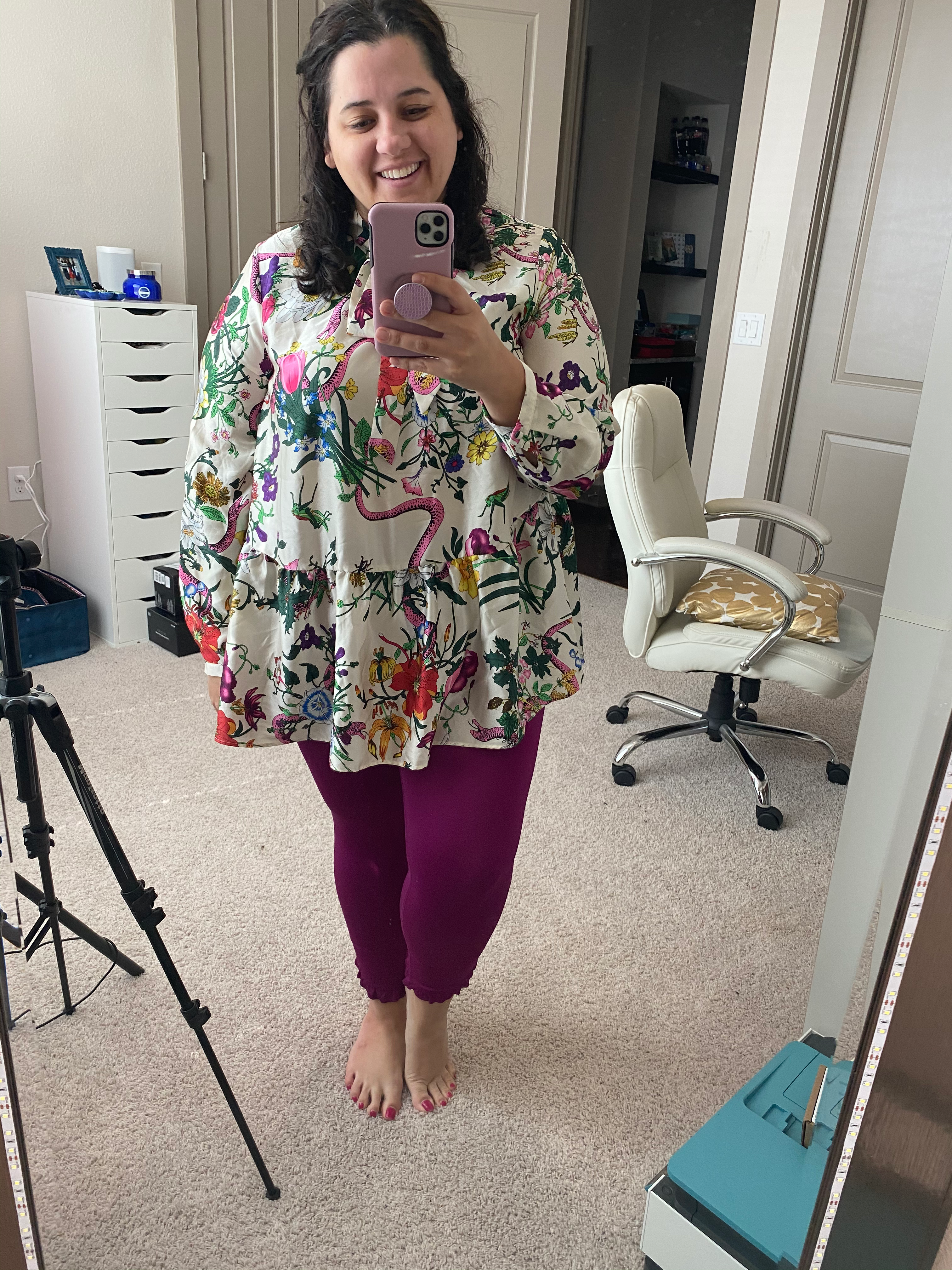 Plus size bright work from home outfit