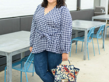 Blue and white gingham top