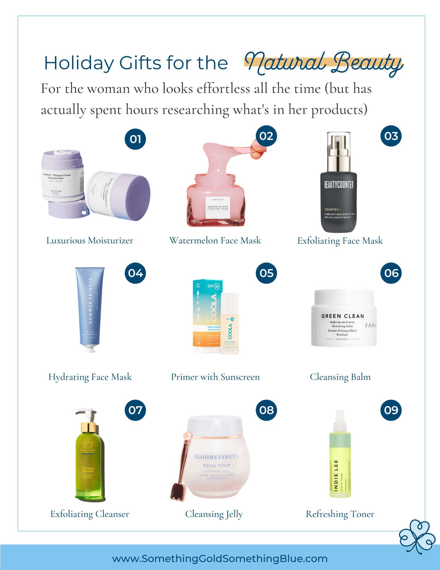 Holiday gift guide for the natural beauty and clean beauty enthusiast. These products do not contain harmful ingredients, but still pack a punch 