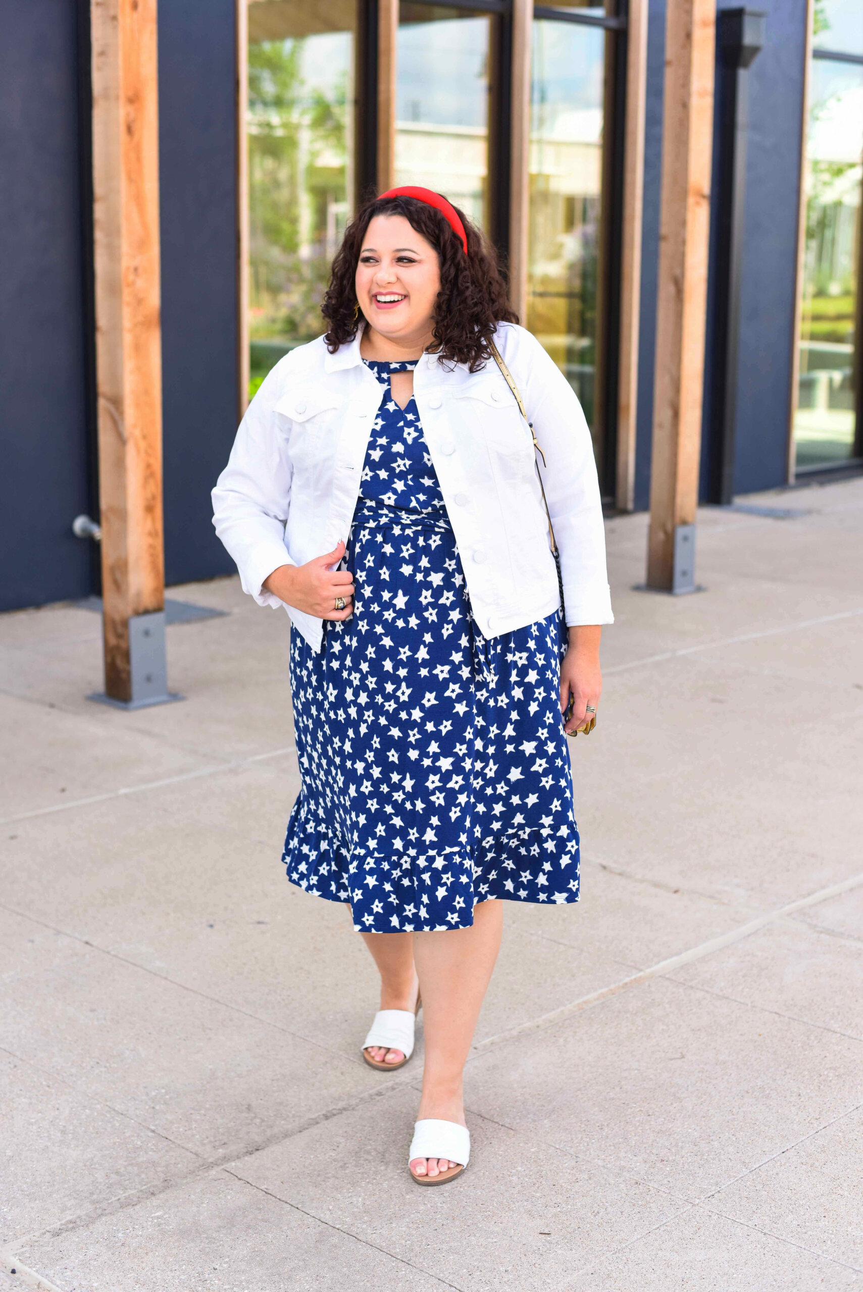 The perfect red, white and blue plus size outfit for Memorial Day or Fourth of July